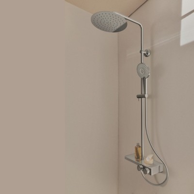 SISTEM DUS CERATHERM S200, TERMOSTATIC, ETAJERA STICLA ALBA, CAP DUS METALIC DIAM. 25 CM, PARA DUS IDEALRAIN EVOJET ROUND 12.5 CM